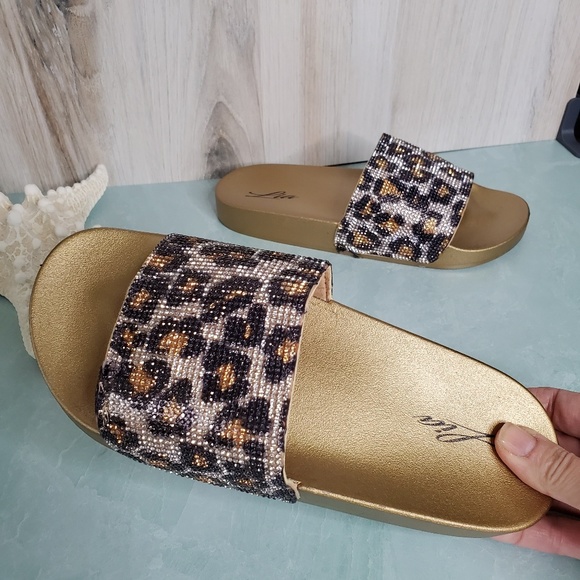 Shoes - New! Snake Print Sparkle Slides